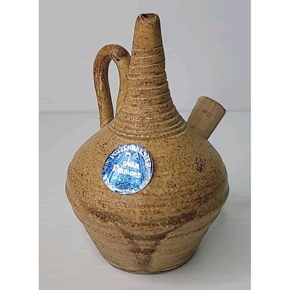 German Studio Jean Tommens MCM Stoneware‎ Pottery Oil Lamp 4" Handmade Rustic